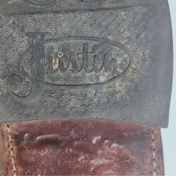 VTG Justin Men\'s L576 Light Brown Leather Lace Up Western Boots, Sz 8 main image 11